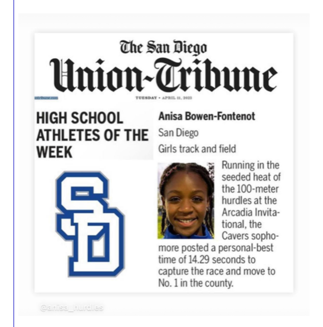 The San Diego Tribune: Highschool Athletes of The Week